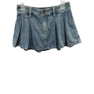 HOLLISTER Micro Mini Denim Skirt Pleated XS Built In Shorts Y2K Festival Summer